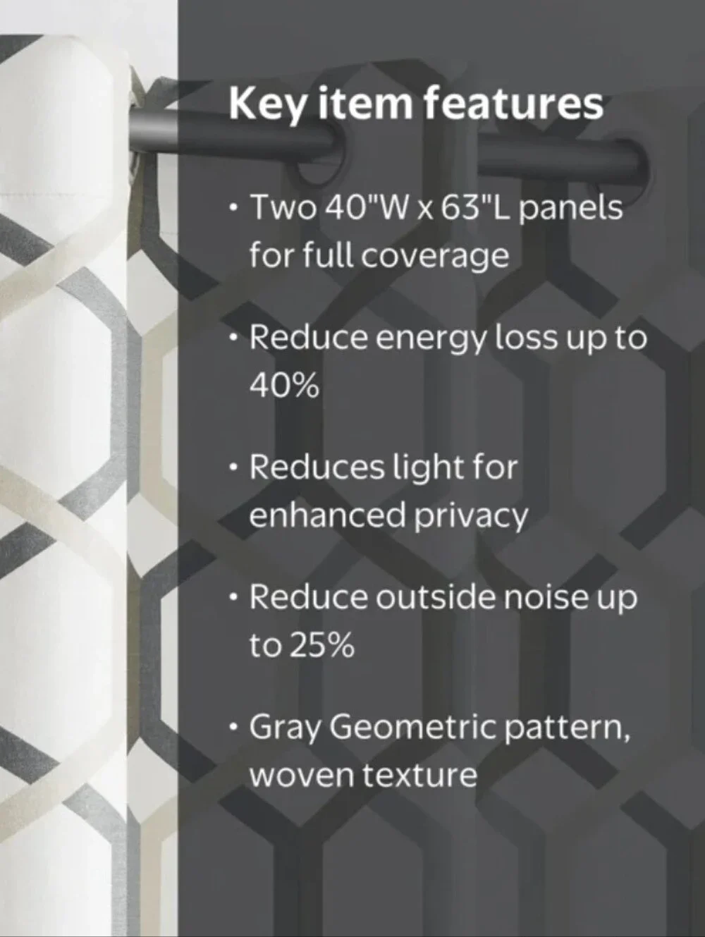 Sun Zero Arlo 2-Piece Thermal Insulated Room Darkening Grommet Curtain Geometric